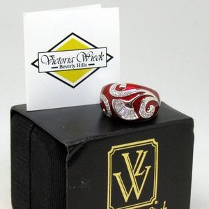 Victoria Wieck Absolute Red Enamel Fan Ring Size 8